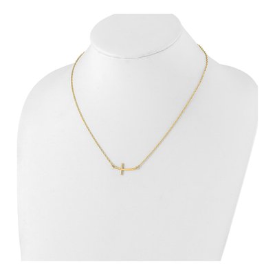 Gold-Plated Sterling Silver Sideways Cross Pendant Necklace – view 3