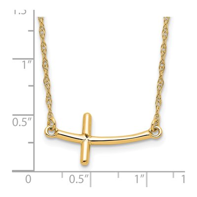 Gold-Plated Sterling Silver Sideways Cross Pendant Necklace – view 4