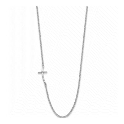 Sterling Silver Sideways Cross Pendant Necklace – view 3