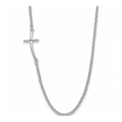 Sterling Silver Sideways Cross Pendant Necklace