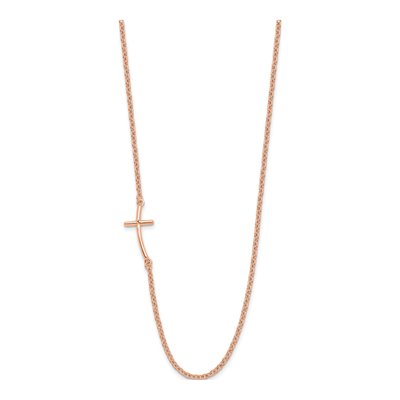 Rose Gold-Plated Sterling Silver Sideways Cross Pendant Necklace – view 2