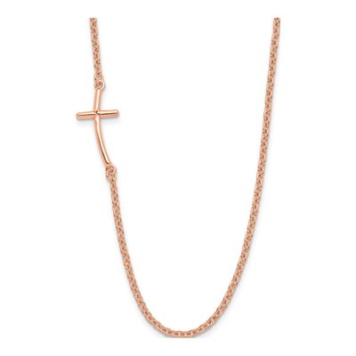 Rose Gold-Plated Sterling Silver Sideways Cross Pendant Necklace