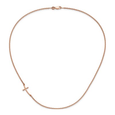 Rose Gold-Plated Sterling Silver Sideways Cross Pendant Necklace – view 5