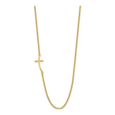 Gold-Plated Sterling Silver Sideways Cross Pendant Necklace – view 2