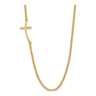 Gold-Plated Sterling Silver Sideways Cross Pendant Necklace