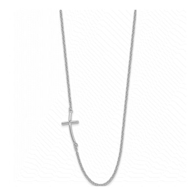 Sterling Silver Sideways Curved Cross Pendant Necklace – view 3
