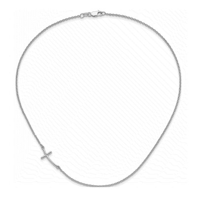 Sterling Silver Sideways Curved Cross Pendant Necklace – view 5