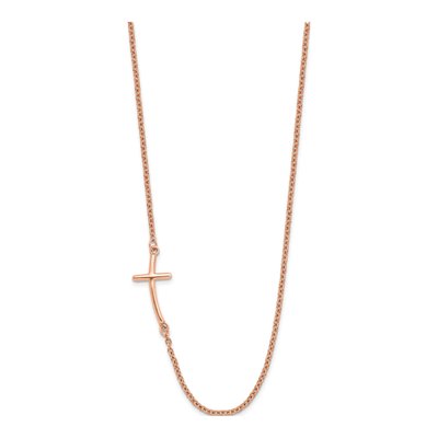 Rose Gold-Plated Sterling Silver Sideways Cross Pendant Necklace – view 2