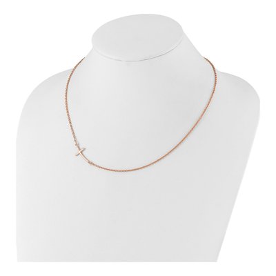 Rose Gold-Plated Sterling Silver Rg-Plated Sideways Cross Pendant Necklace – view 4