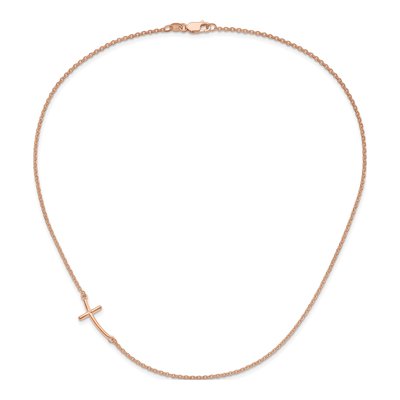 Rose Gold-Plated Sterling Silver Rg-Plated Sideways Cross Pendant Necklace – view 5
