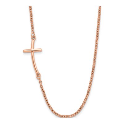 Rose Gold-Plated Sterling Silver Rg-Plated Sideways Cross Pendant Necklace