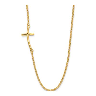 Gold-Plated Sterling Silver Sideways Cross Pendant Necklace