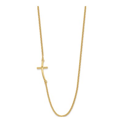 Gold-Plated Sterling Silver Sideways Cross Pendant Necklace – view 3