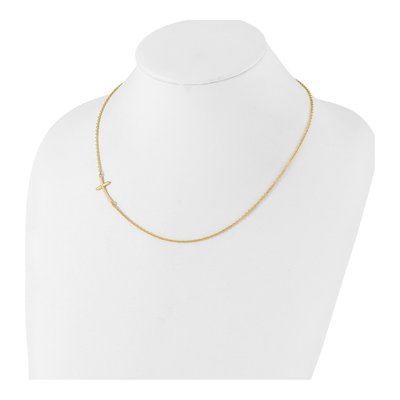 Gold-Plated Sterling Silver Sideways Cross Pendant Necklace – view 4
