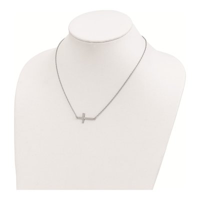 Sterling Silver Sideways Cross Pendant Necklace – view 2