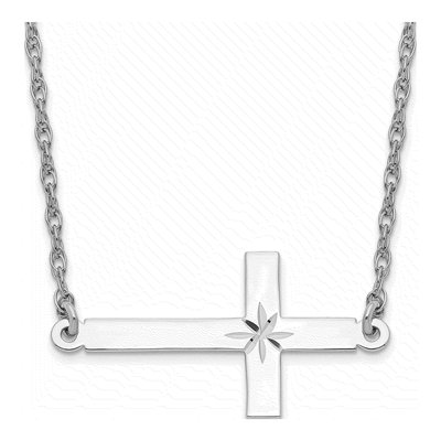 Sterling Silver Sideways Cross Pendant Necklace