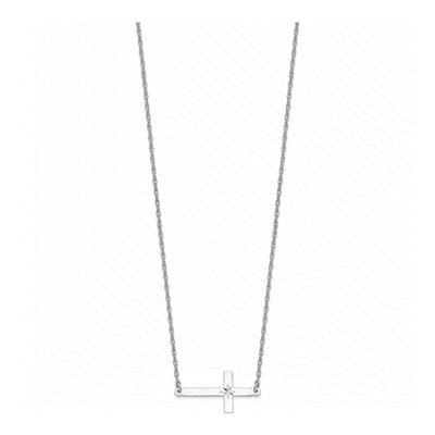Sterling Silver Sideways Cross Pendant Necklace – view 3