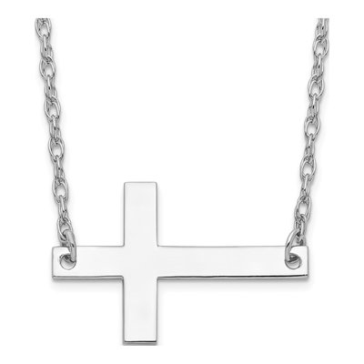 Sterling Silver Sideways Cross Pendant Necklace