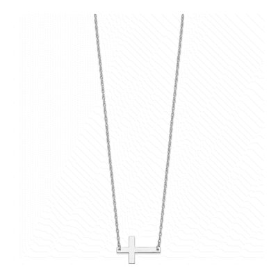 Sterling Silver Sideways Cross Pendant Necklace – view 3