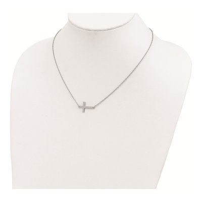 Sterling Silver Sideways Cross Pendant Necklace – view 5