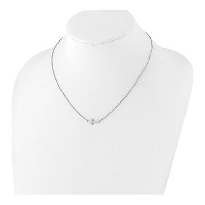 Sterling Silver Sideways Cross Pendant Necklace – view 4