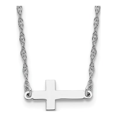 Sterling Silver Sideways Cross Pendant Necklace