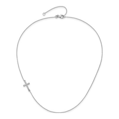 Sterling Silver CZ Sideways Cross Pendant Necklace – view 5