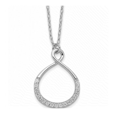 Sterling Silver CZ Infinity Pendant Necklace