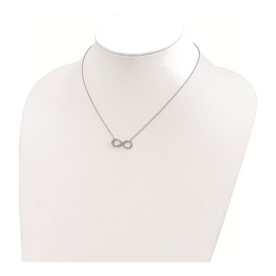 Sterling Silver CZ Infinity Necklace, 16in+2in – view 4