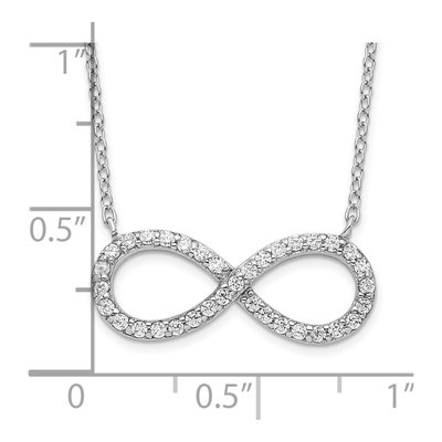 Sterling Silver CZ Infinity Necklace, 16in+2in – view 5