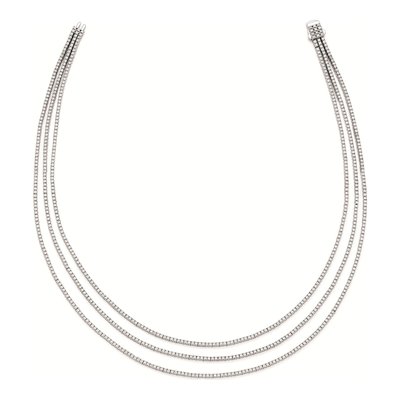 Sterling Silver CZ 3-Strand Layer Necklace – view 3