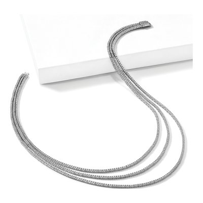 Sterling Silver CZ 3-Strand Layer Necklace – view 6