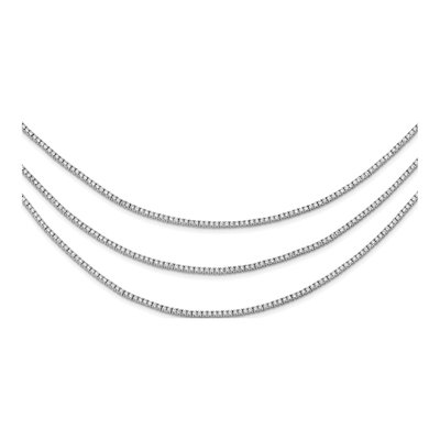 Sterling Silver CZ 3-Strand Layer Necklace