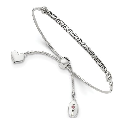 Sterling Silver Crystal Heart Bracelet