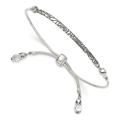 Sterling Silver Antiqued Crystal Bracelet