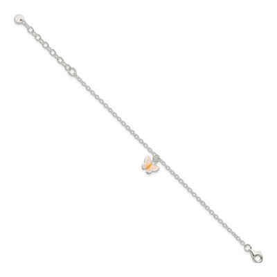Sterling Silver Girls' Enamel Butterfly Bracelet – view 2