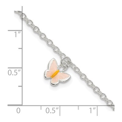 Sterling Silver Girls' Enamel Butterfly Bracelet – view 3