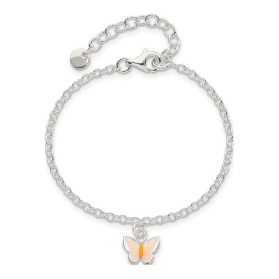 Sterling Silver Girls' Enamel Butterfly Bracelet – view 4