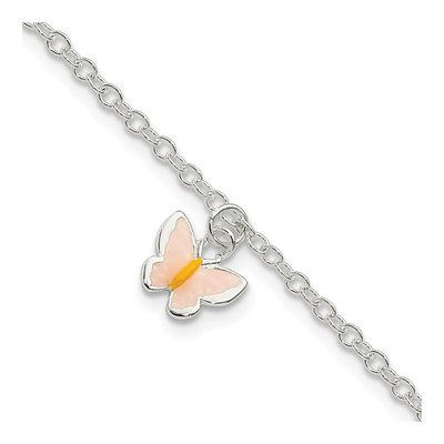 Sterling Silver Girls' Enamel Butterfly Bracelet