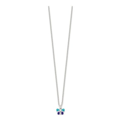 Sterling Silver Girls' Enamel Butterfly Pendant Necklace – view 3