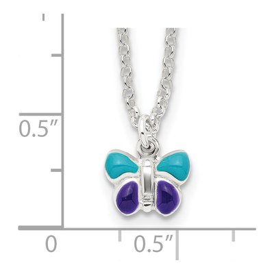 Sterling Silver Girls' Enamel Butterfly Pendant Necklace – view 4