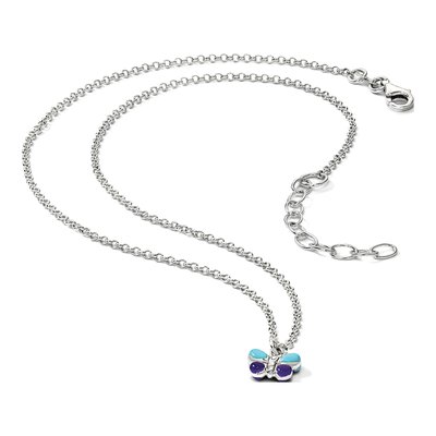 Sterling Silver Girls' Enamel Butterfly Pendant Necklace – view 6