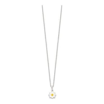 Sterling Silver Girls' Enamel Flower Pendant Necklace – view 3