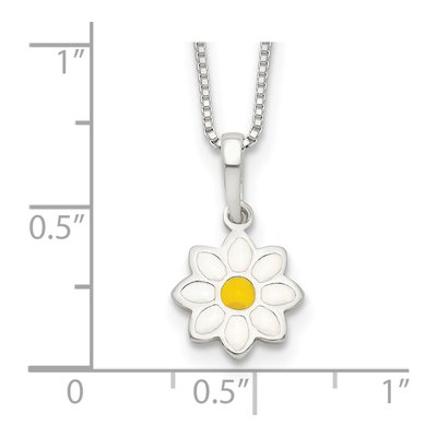 Sterling Silver Girls' Enamel Flower Pendant Necklace – view 4