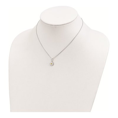 Sterling Silver Girls' Enamel Flower Pendant Necklace – view 5