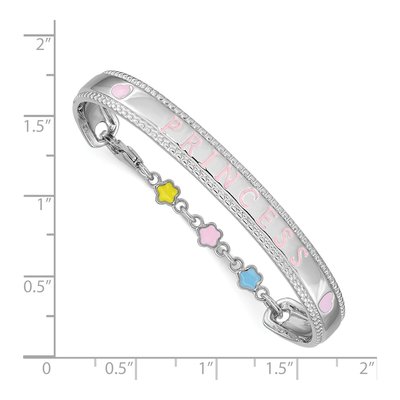 Sterling Silver Beaded Multi-Color Enameled Flowers Hearts Princess Bracelet – view 4