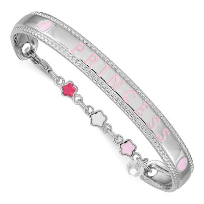 Sterling Silver Crystal Girls' Princess Baby Bangle Bracelet