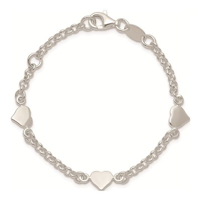 Sterling Silver Girls' Hearts Bracelet – view 4