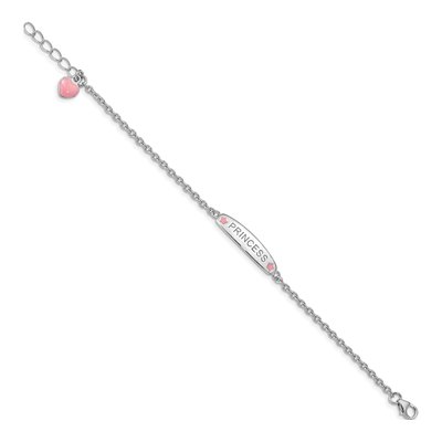 Sterling Silver Girls' Pink Enamel Princess Bracelet – view 3