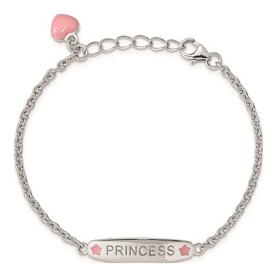 Sterling Silver Girls' Pink Enamel Princess Bracelet – view 5